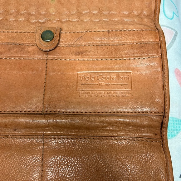 VIOLA CASTELLANI MILANO brownish/orange studded genuine leather wallet. - Picture 7 of 11